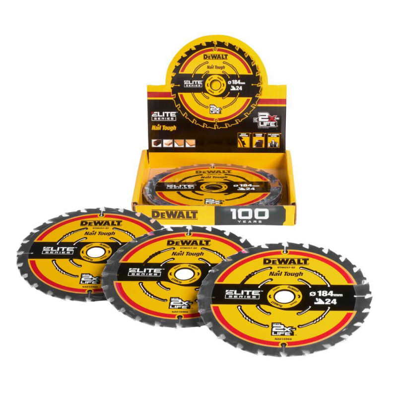Диск пилковий DeWALT DT10401_10 184 мм 24 зуба ширина пропила 1.65 мм угол заточки 18 градусів