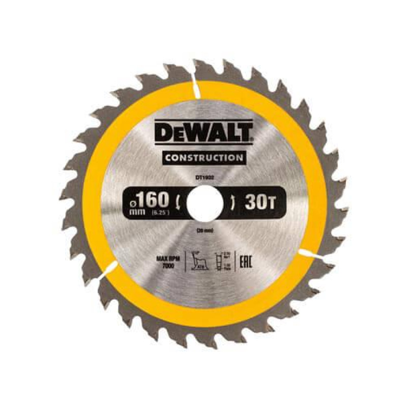 Пиляльний диск DeWALT DT1932 160 мм 30 зубів ATB для деревини максимальні обороти 7000 об/хв
