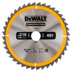 Диск пилковий DeWALT DT1953 216 мм 40 зубів для деревини з цвяхами максимальна швидкість 7000 об/хв Диск пилковий DeWALT DT1953 216 мм 40 зубів для деревини з цвяхами максимальна швидкість 7000 об/хв