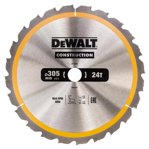 Пильний диск DeWALT DT1958 305 мм 30 мм 24 зуба 4800 об/хв для деревини з цвяхами
