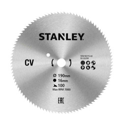 Диск пилковий STANLEY STA10215 190 мм 100 зубів для деревини и фанери максимальні оберти 7000 об/мин Диск пилковий STANLEY STA10215 190 мм 100 зубів для деревини и фанери максимальні оберти 7000 об/мин