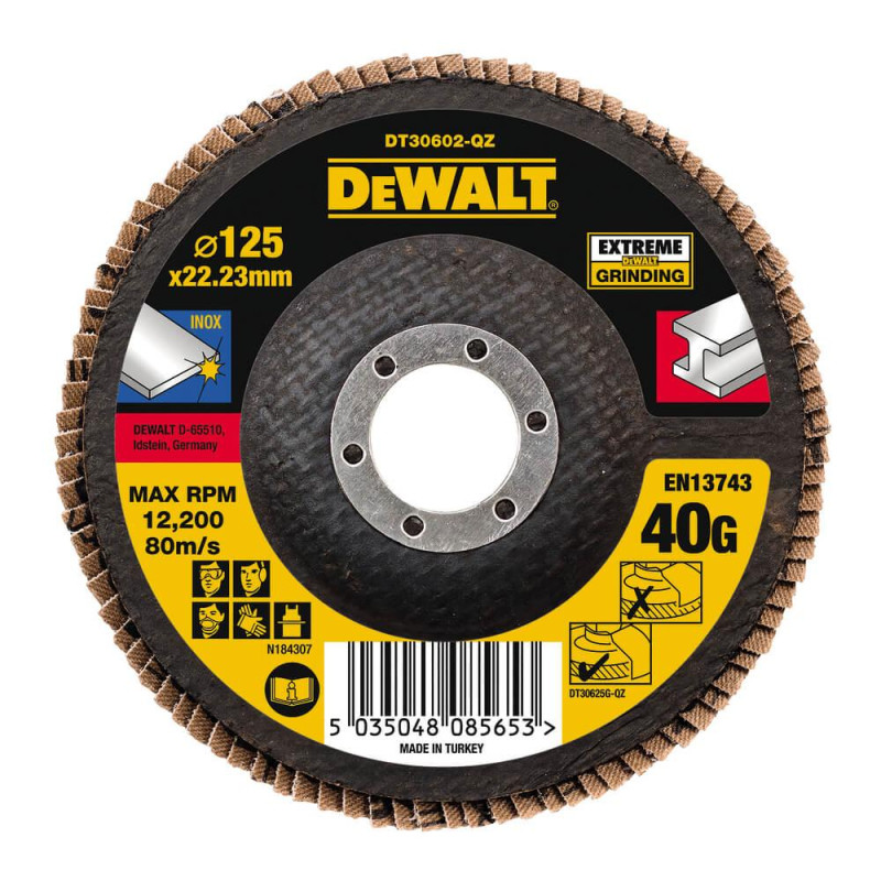 Круг шліфувальний пелюстковий DeWALT DT30602 125 мм зерно 40 для нержавіючої сталі чорного металу T27