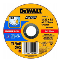 Круг відрізний DeWALT DT43902 діаметр 125 мм товщина 1 мм профіль T41 для нержавіючої сталі і металу Круг відрізний DeWALT DT43902 діаметр 125 мм товщина 1 мм профіль T41 для нержавіючої сталі і металу