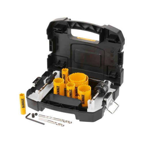 Набір коронок DeWALT DT90351 діаметр 16/20/25/32/40/51/64 мм глибина різу 46.5 мм запатентована форма зубців