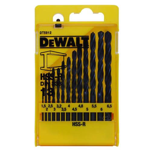 Набір свердел по металу DeWALT DT5912 13 шт HSS-R діаметри 1.5-6.5 мм циліндричний хвостовик тривалий термін служби