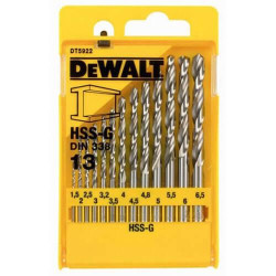 Набір свердел по металу DeWALT DT5922 HSS-G 13 шт. в пластиковому кейсі діаметр 1.5-6.5 мм Набір свердел по металу DeWALT DT5922 HSS-G 13 шт. в пластиковому кейсі діаметр 1.5-6.5 мм