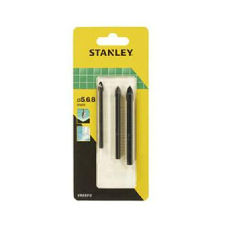 Набір сверел по плитці STANLEY STA53312 діаметр 5/6/8 мм загальна довжина 70/76/80 мм для настенной і полової плитки