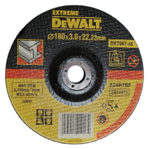 Круг відрізний DeWALT DX7967 180 мм товщина 3.0 мм посадковий отвір 22.23 мм вигнутий профіль для металу