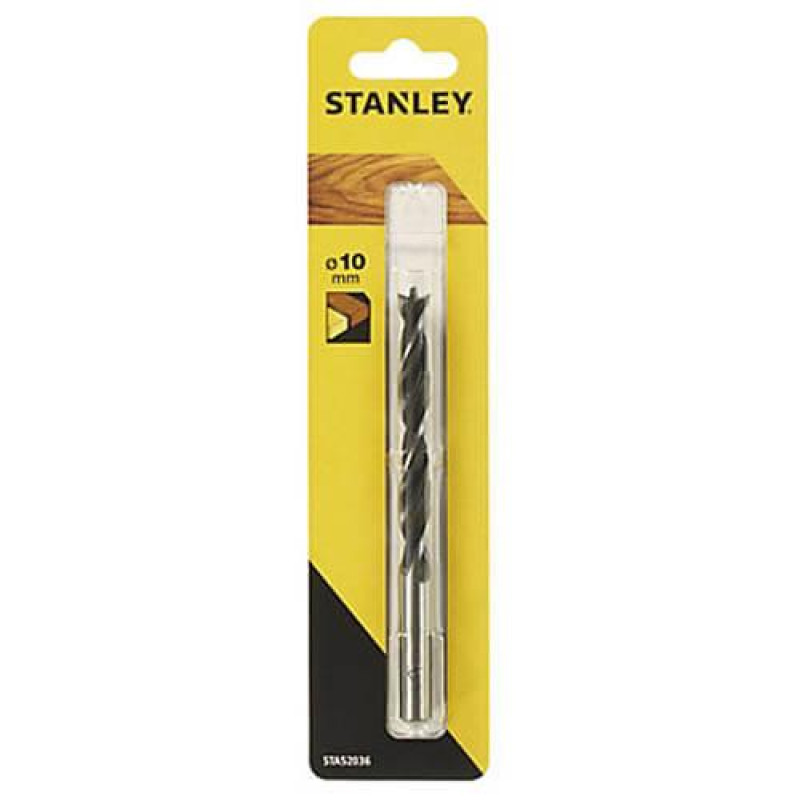 Свердло по деревині STANLEY STA52036 діаметр 10 мм довжина 133 мм циліндричний хвостовик для точного свердління