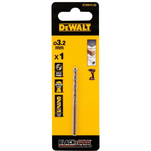 Свердло для металу DeWALT DT20515 3.2 мм 65 мм цилиндрический хвостовик швидкорізальна сталь