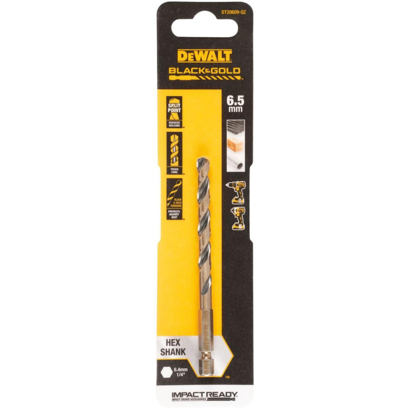 Свердло по металу DeWALT DT20609 6.5 мм довжина 105 мм швидке сверління на криволинейних поверхнях