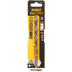 Свердло по металу DeWALT DT20619 BLACK&GOLD діаметр 13 мм довжина 144.9 мм спіральне шестигранний хвостовик Свердло по металу DeWALT DT20619 BLACK&GOLD діаметр 13 мм довжина 144.9 мм спіральне шестигранний хвостовик