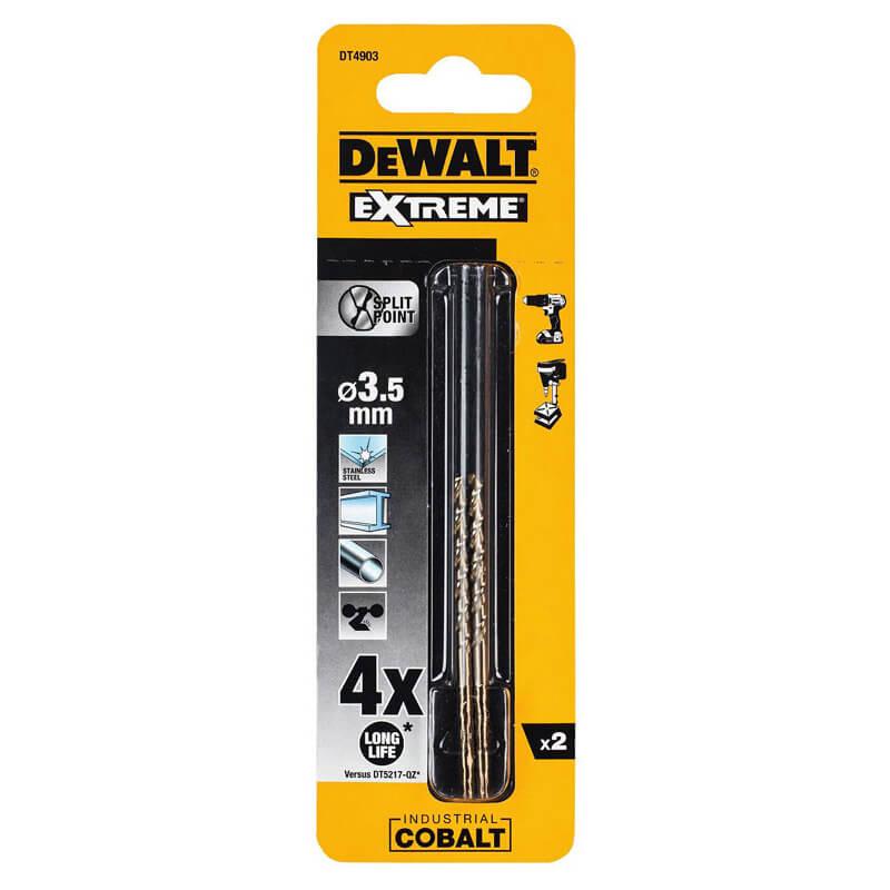 Свердло для металу DeWALT DT4903 діаметр 3.5 мм 2 штуки серія EXTREME COBALT золотисте оксидне покриття
