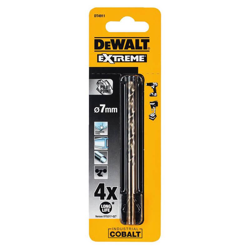 Свердло для металу DeWALT DT4911 7 мм фрезерований хвостовик 3 фаски EXTREME COBALT високоякісне свердління