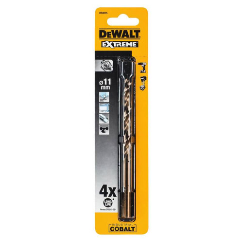Свердло для металу DeWALT DT4915 діаметр 11 мм довжина 142 мм фрезерований хвостовик 3 фаски