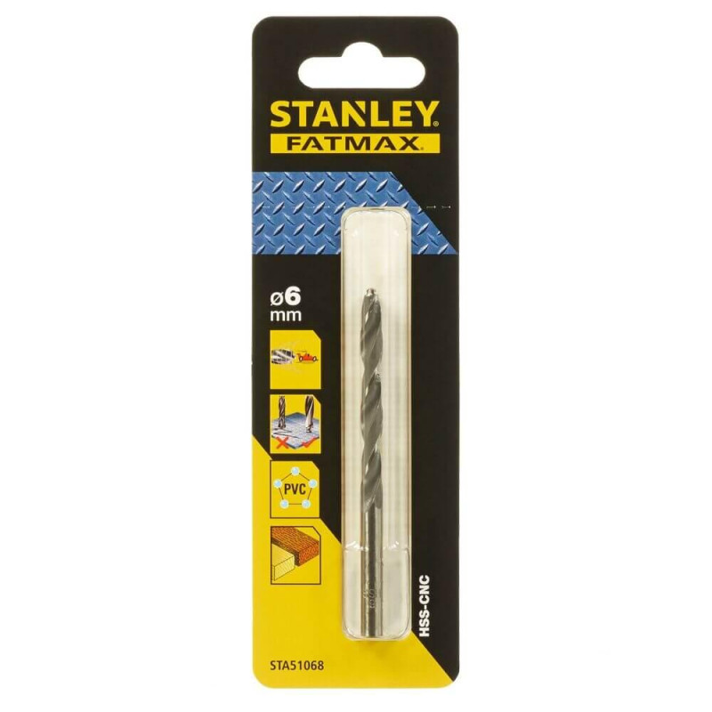 Свердло для металу STANLEY FATMAX STA51068 діаметр 6 мм довжина 93 мм HSS-CNC з центруючим остриєм