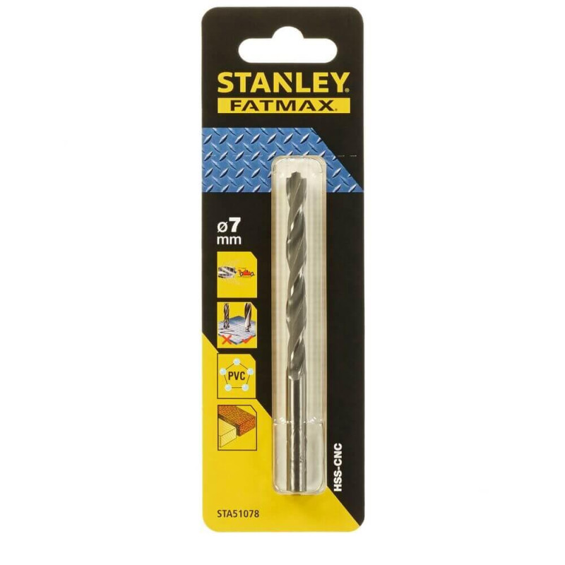 Свердло для металу STANLEY FATMAX STA51078 діаметр 7 мм HSS-CNC циліндричний хвостовик висока ефективність