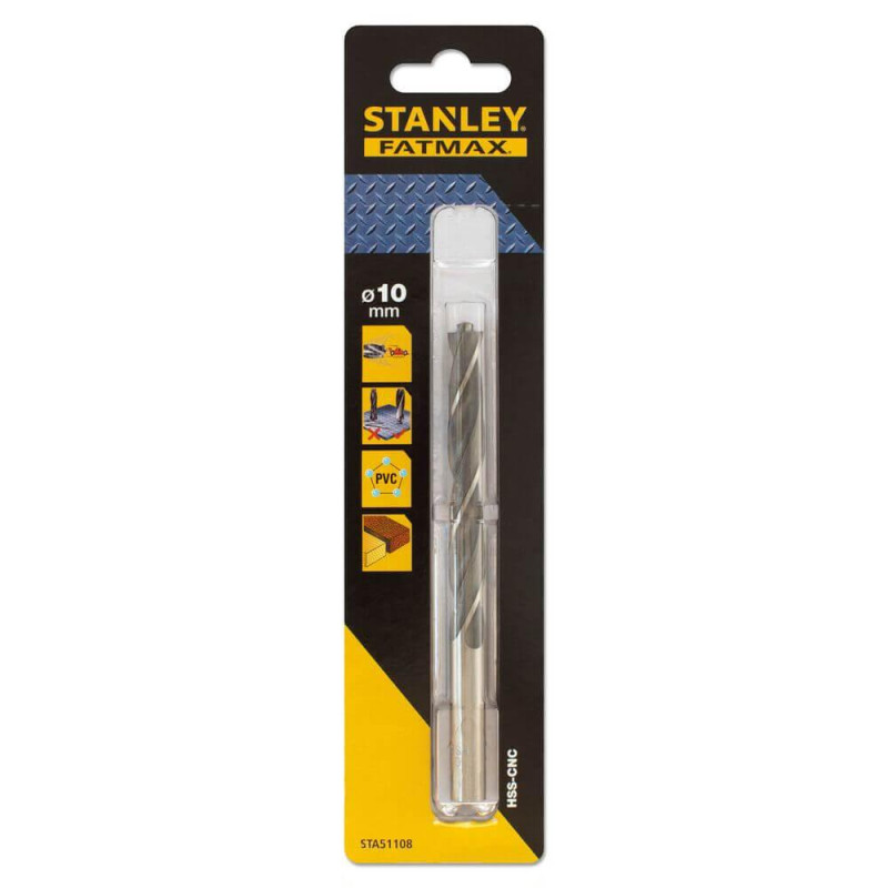Свердло для металу STANLEY FATMAX STA51108 діаметр 10 мм довжина 113 мм HSS-CNC центруюче остріє висока швидкість сверління