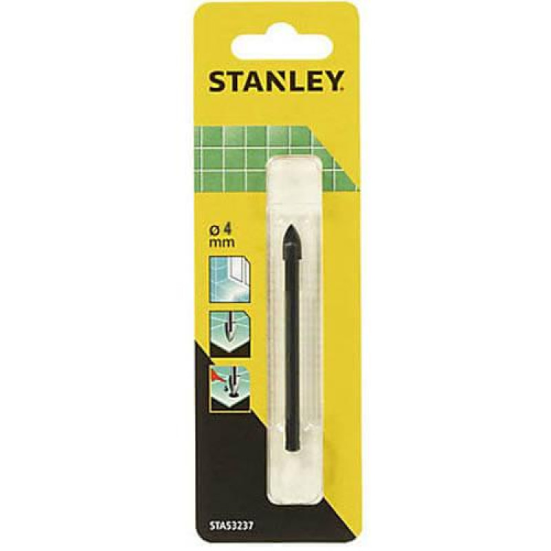 Свердло по плитці STANLEY STA53227 діаметр 4 мм загальна довжина 64 мм зносостійкий наконечник для довговічності