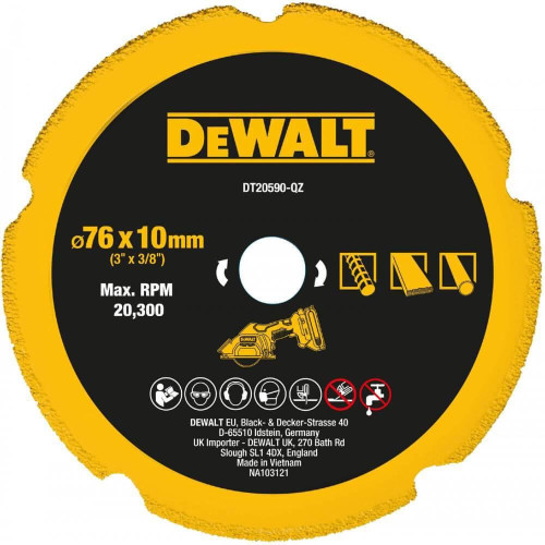 Диск алмазний DeWALT DT20590 76 мм для шлифмашини DCS438 універсальний ефективна резка по металлу более 1000 раз