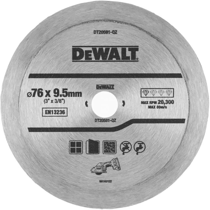 Диск алмазний DeWALT DT20591 76 мм для кераміки 10 мм товщина 1.3 мм універсальність використання