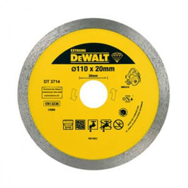 Диск алмазний DeWALT DT3714 110 мм 1.6 мм товщина 5 мм для резки плитки мармуру граніту