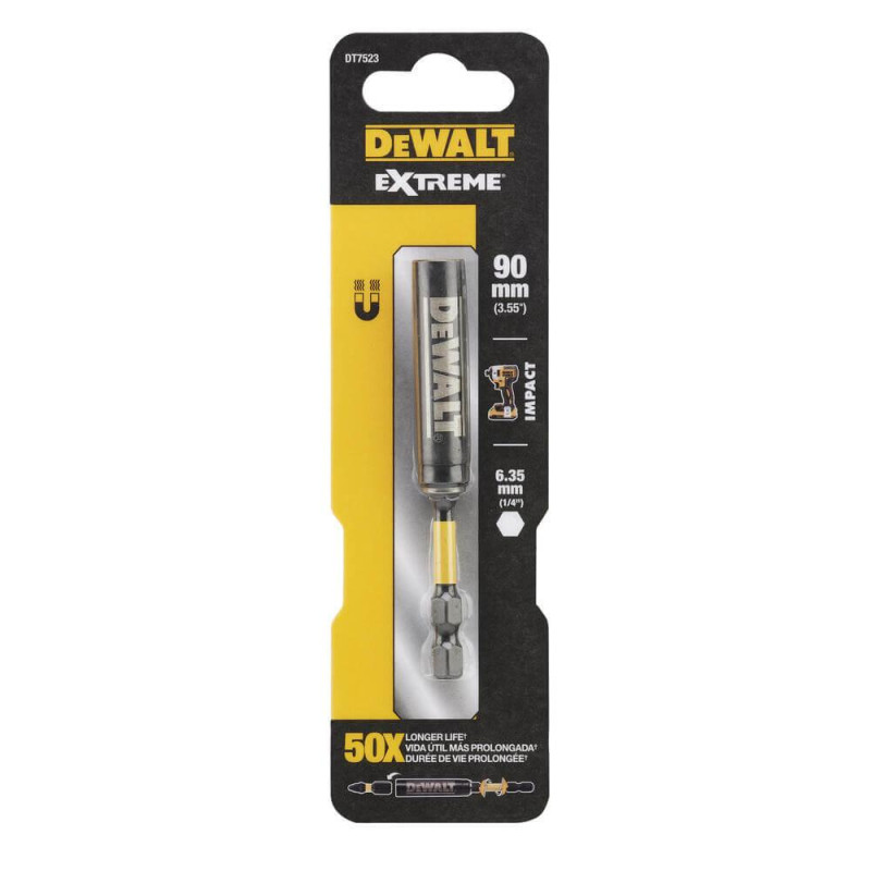 Магнітний тримач біт Flextorq IMPACT DeWALT DT7523 довжина 90 мм хвостовик 1/4 6.35 мм гнучка торсіонна зона