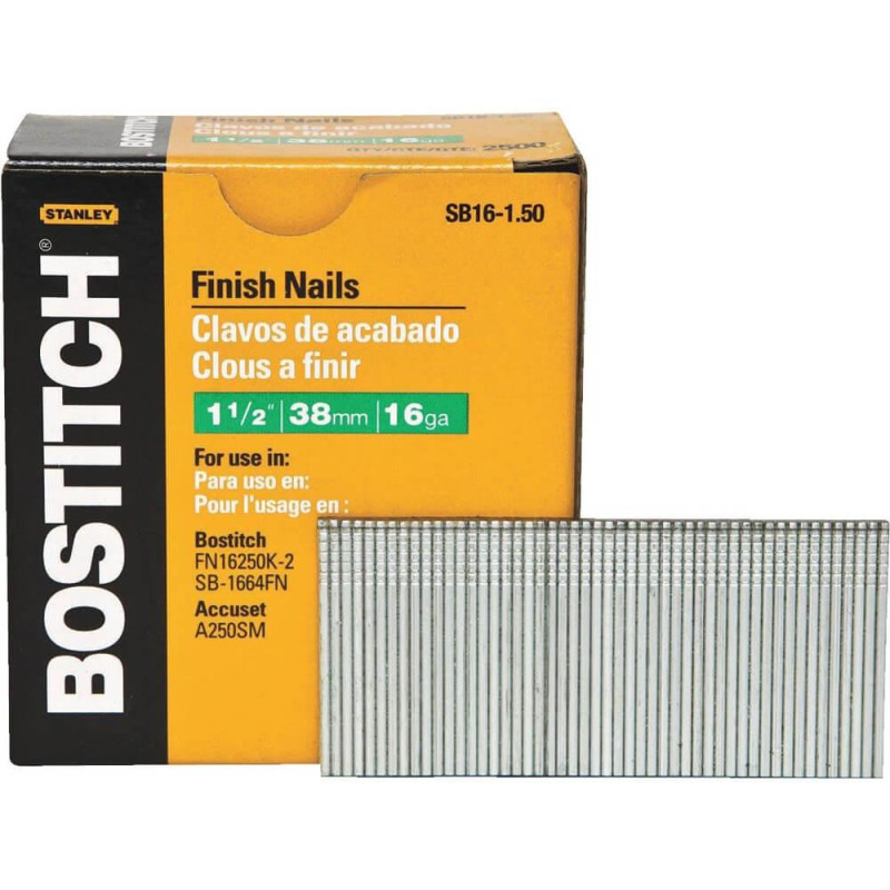 Цвяхи BOSTITCH SB16-1.50 38 мм довжина 3.0 мм ширина капелюшки упаковка 2500 шт оцинкована сталь