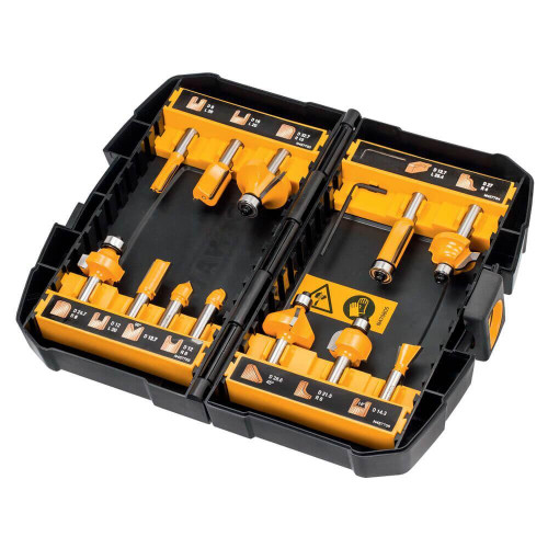 Набір фрез універсальний DeWALT DT90016 цанга 8 мм 12 предметів пластиковий кейс для професійного фрезерування