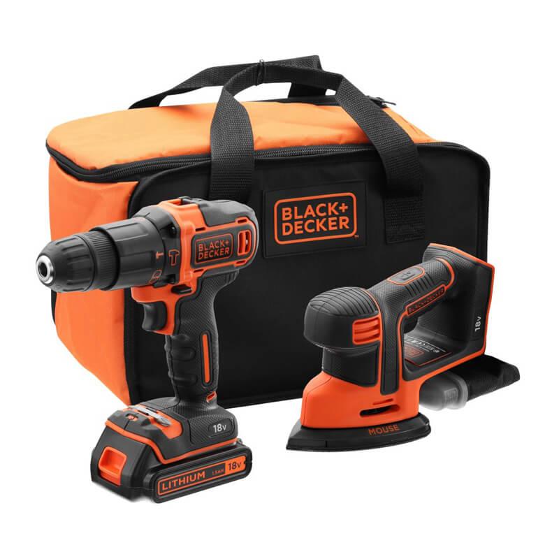 Набір інструментів BLACK+DECKER BCK23S1S 18 В ударний шуруповерт та віброшліфмашина 3.63 кг Li-Ion 1.5 Аг