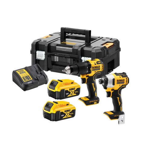 Набір інструментів DeWALT DCK2062M2T акумуляторний безщітковий 18В 4 Аг вага 6.5 кг з ударним шуруповертом та дрилем