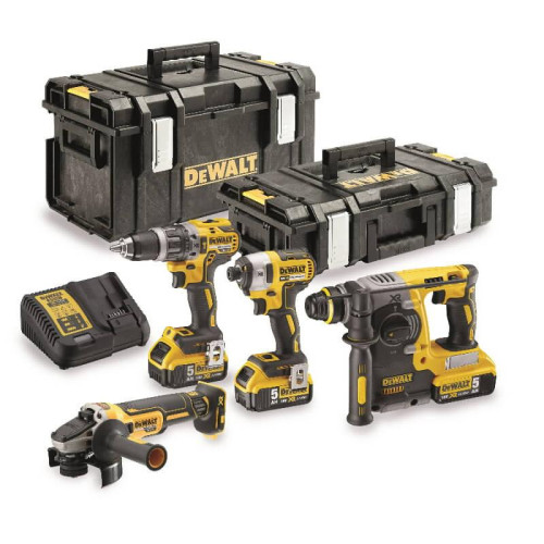 Набір інструментів DeWALT DCK422P3 безщітковий акумулятор 18 В 5 Аг 4 одиниці компактний дизайн світлодіодне підсвічування
