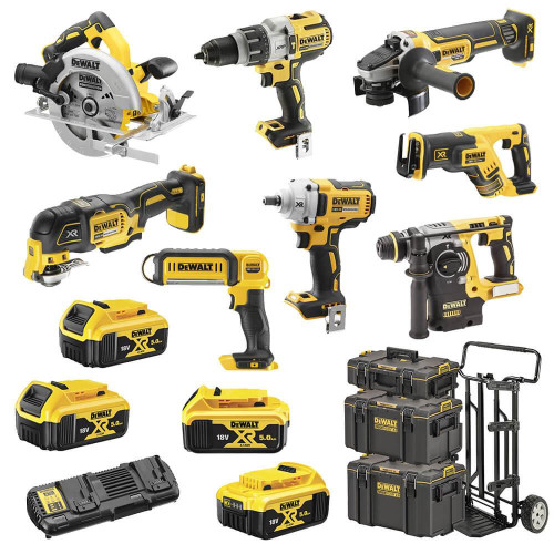 Набір інструментів DeWALT DCK856P4 18 В ємність акумулятора 5 Аг безщіткові двигуни 8 інструментів 43.5 кг