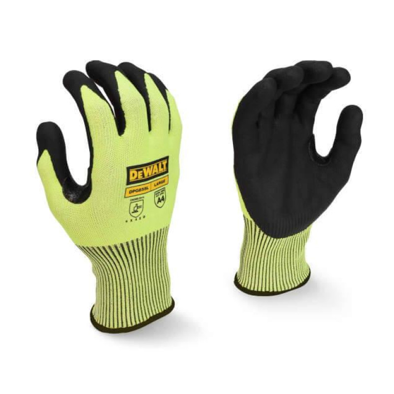 Рукавички DeWALT DPG855L водонепроникні розмір L/9 виготовлені з HPPE та скловолокна стійкі до масел