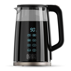 Електрочайник BLACK+DECKER BXKE2206E потужність 2200 Вт об'єм 1.7 л стильний корпус зі скла регулювання температури Електрочайник BLACK+DECKER BXKE2206E потужність 2200 Вт об'єм 1.7 л стильний корпус зі скла регулювання температури