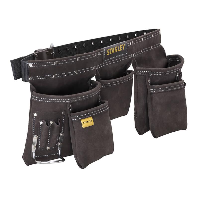 Пояс подвійний STANLEY STST1-80113 з натуральної шкіри обхват талії 84-133 см регульований ремінь 5 кишень для інструментів