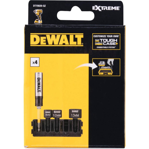 Набір ударних торцевих головок DeWALT DT70826 1/4 дюйма 8/10/13 мм магнітний тримач 92 мм