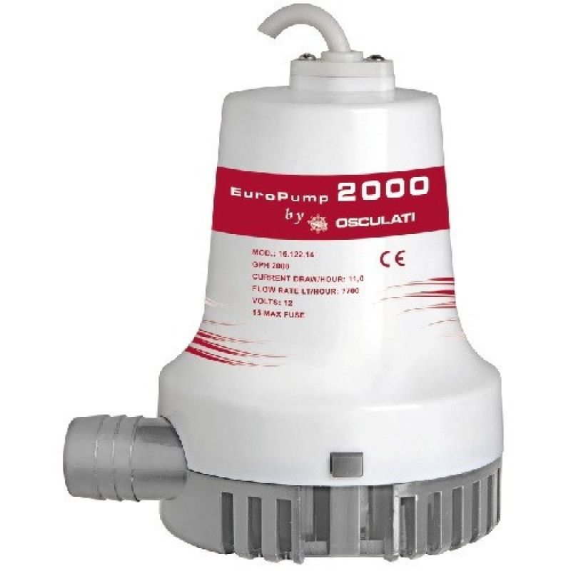 Помпа трюмна занурювальна Europump II 2000 12 В 128 л/хв висота підйому 3.5 м діаметр 120 мм для човна та яхти