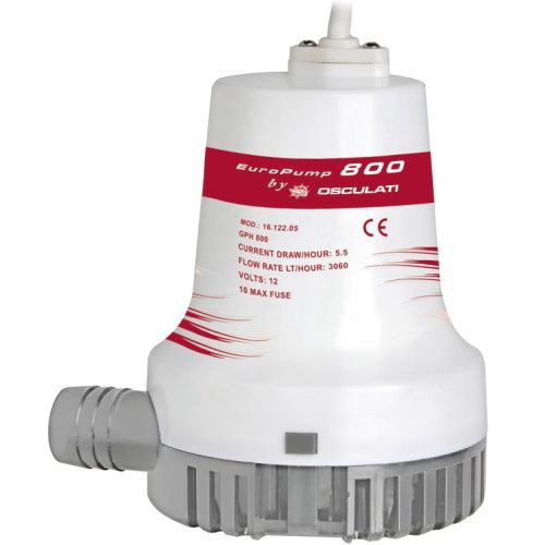 Помпа трюмна занурювальна Europump II 800 Osculati 12 В 50 л/хв висота підйому 4.5 м діаметр штуцера 19 мм