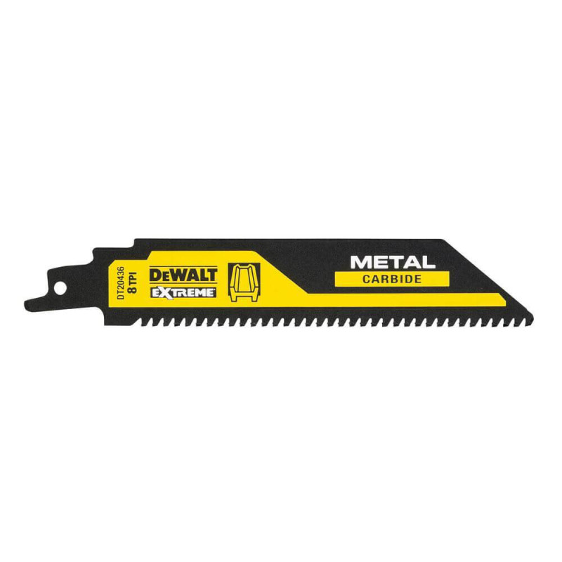 Полотно пильне DeWalt EXTREME CARBIDE DT20436 длина 152 мм TPI 8 для резки стали и нержавеющей стали