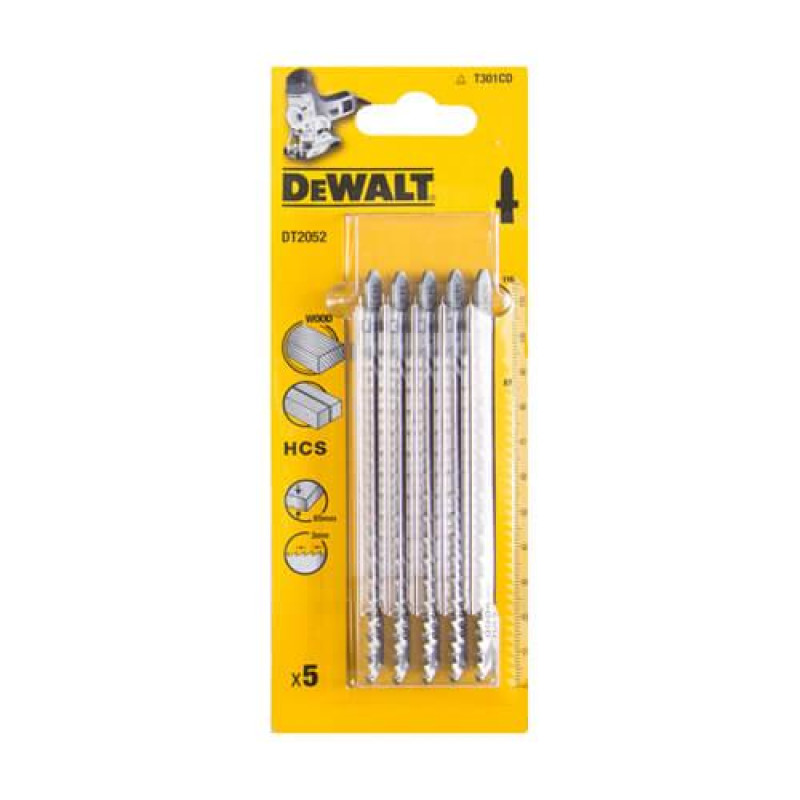 Полотно пила DeWALT DT2052 5 шт HCS для лобзиков длина 116 мм висока качество реза максимальная толщина 65 мм