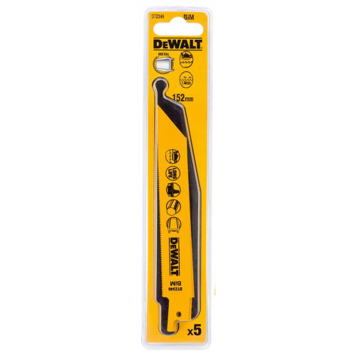 Полотно пильне для металу DeWALT DT2346 152 мм 18 TPI для шабельних пилок упаковка 5 шт BiM материал