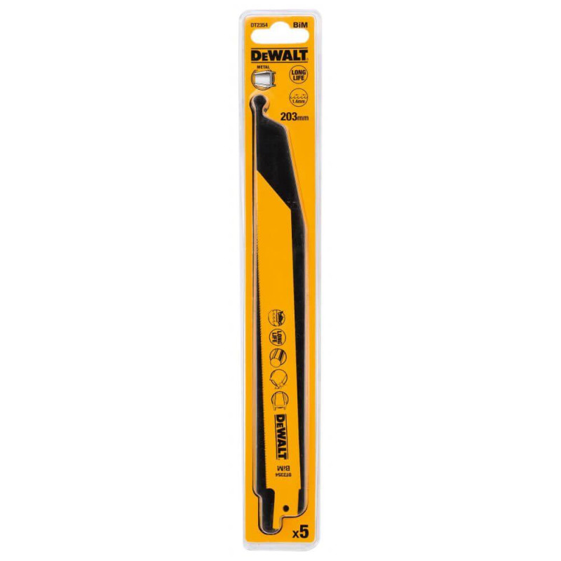 Полотно пиля DeWALT DT2354 203 мм 18 TPI для листовой стали и труб до 3 мм упаковка 5 штук