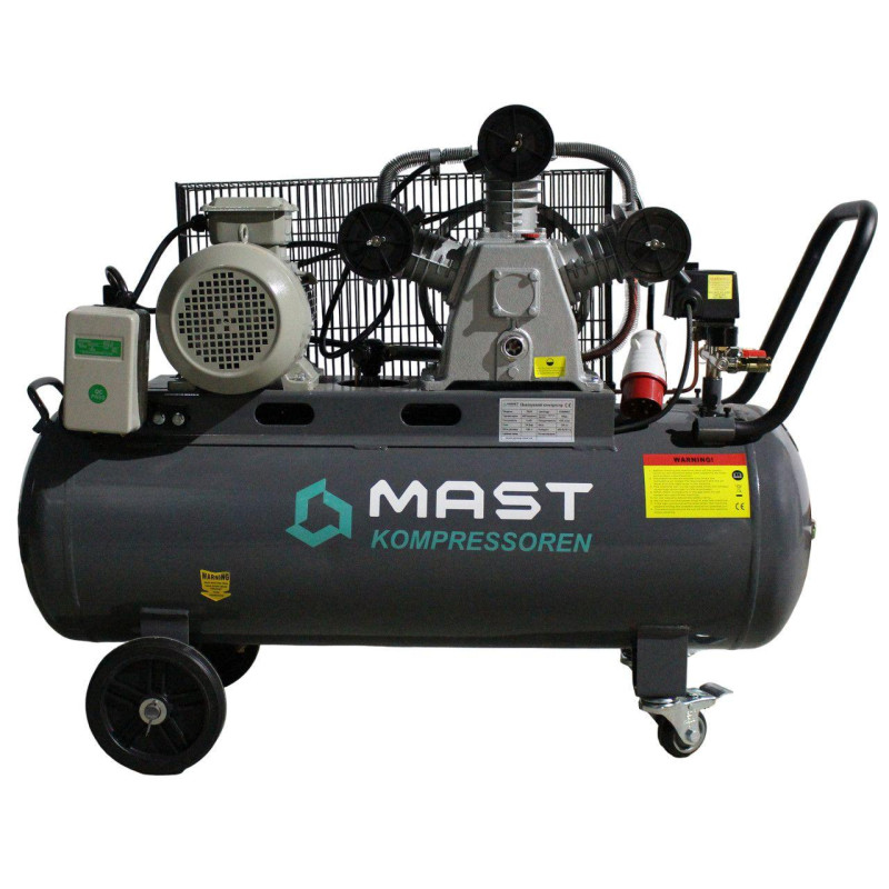 Поршневий компресор MAST TA65/100L 400V продуктивність 420 л/хв тиск 10 Бар об'єм ресивера 100 л
