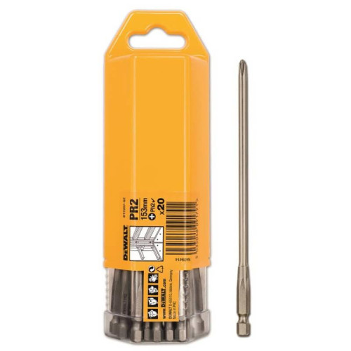 Набір біт DeWALT DT7207 для DCF6201 тип шліца Pr2 довжина 153 мм 20 шт термооброблена сталь