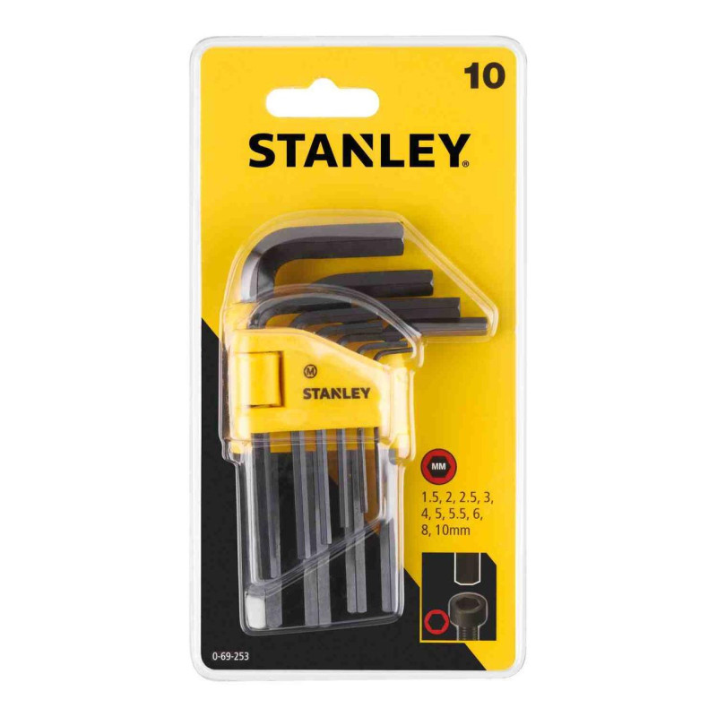 Набір шестигранних ключів STANLEY 0-69-253 10 предметів в пластиковому футлярі з високоміцної сталі