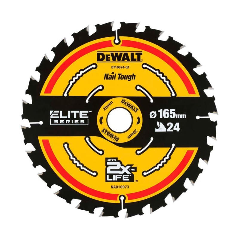 Диск пилковий DeWALT DT10624 165 мм 24 зуба для дерева и МДФ максимальні оберти 7000 об/мин