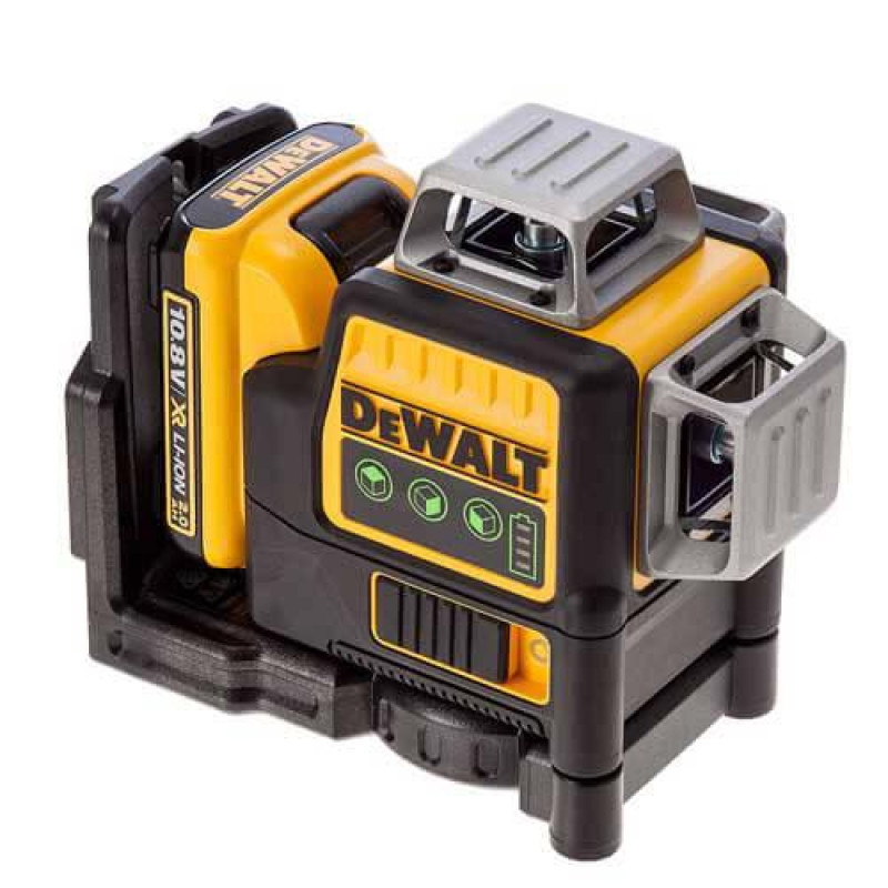Лазерний рівень DeWALT DCE089D1G точність 0.3 мм клас захисту IP65 три промені самовирівнювання до 4 градусів