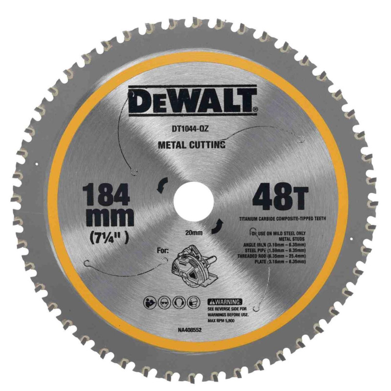 Пиляльний диск DeWALT DT1044 184 мм 1.6 мм 48 зубьев для металла максимальні оберти 4000 об/мин