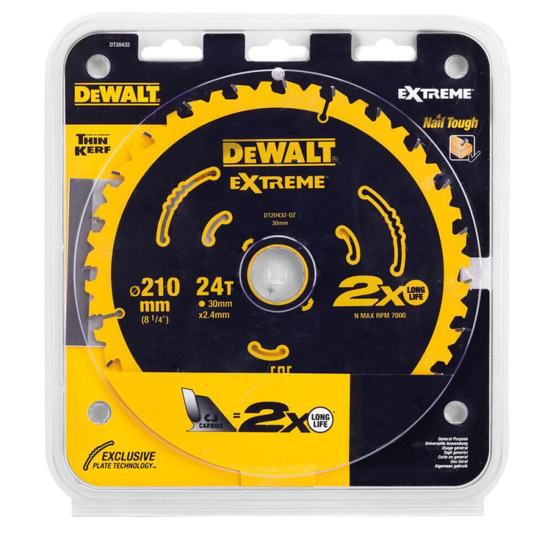 Диск пилковий DeWALT DT20432 210 мм 24 зуба кут заточування 7 градусів максимальні оберти 4800 об/хв